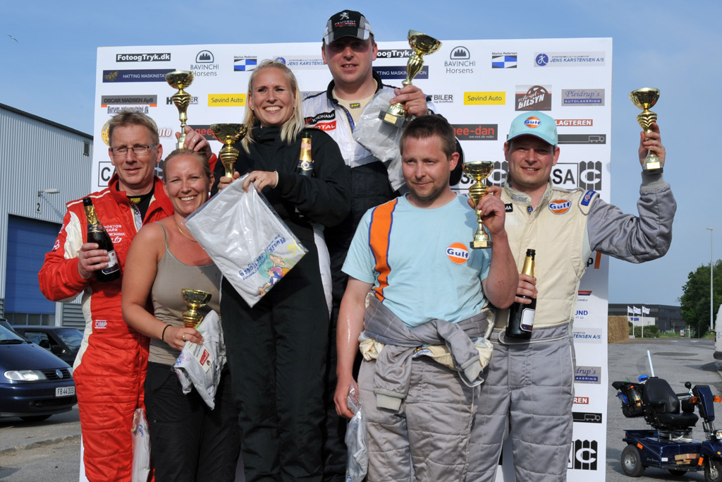 De tre bedste hold i sidste års RMB Danmark Rallysprint (f.v.): Ib Kragh/Mette Felthaus, Esben Hegelund/Line Lykke, Max Christensen/Michael Kanstrup.